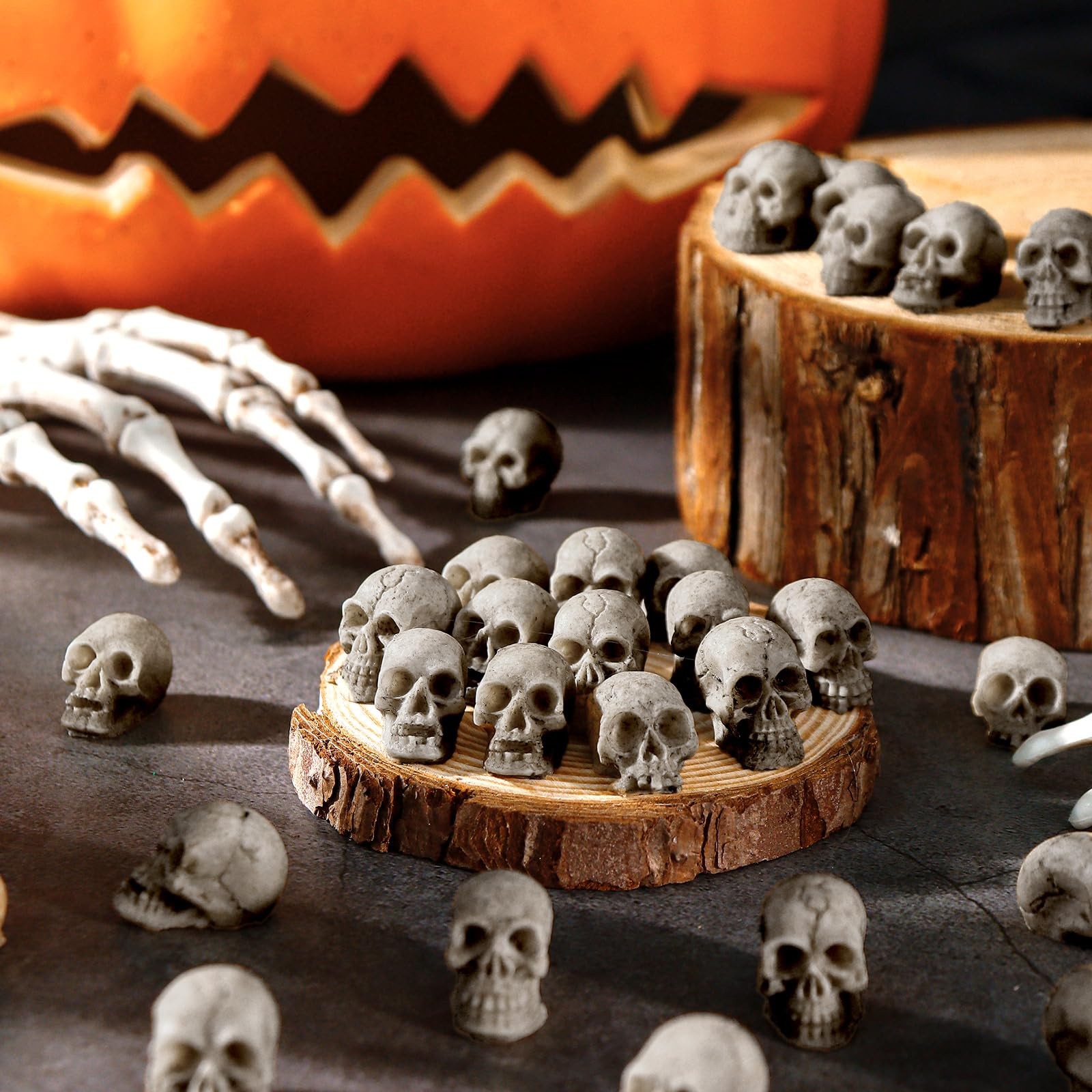 24 PCS Mini Skull Heads, Miniature Skeleton Heads Figurines, Tiny Resin Skull…