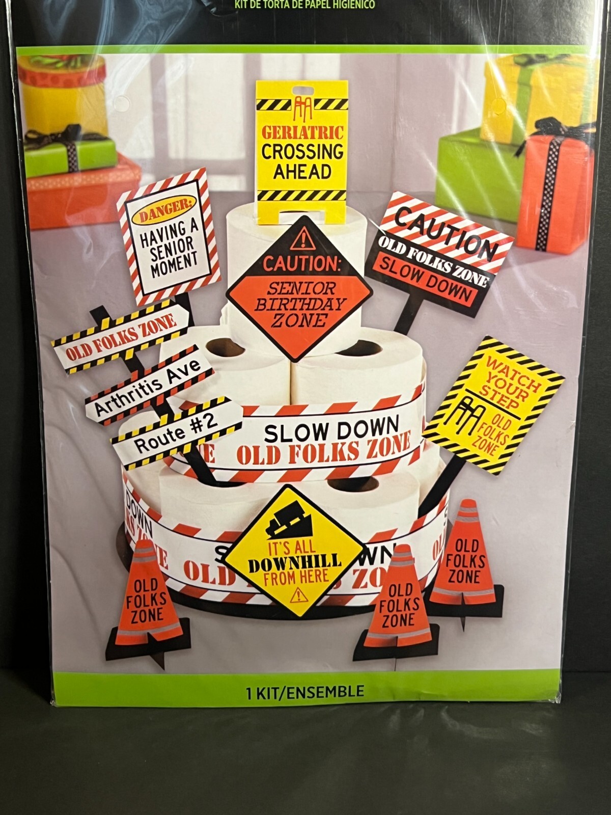 Amscan Novelty Gag Funny Over the Hill Senior Birthday Toilet Paper Cake Kit