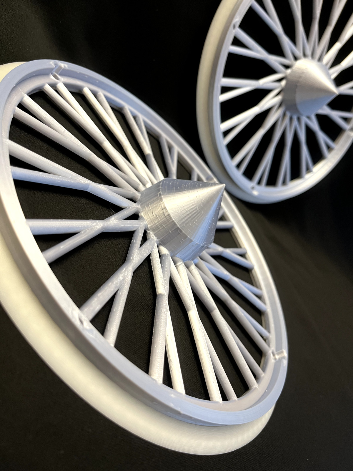 3D Printed Dayton Spoke Trash Can Rims Wheel Covers Whitewall Gold or Silver Set