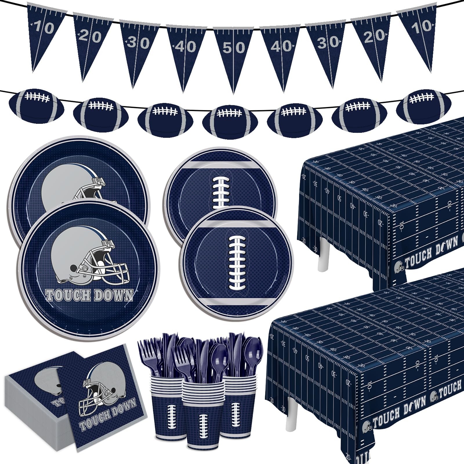 171pcs Cowboy Football Birthday Party Supplies Paper Plates Napkins Disposabl…