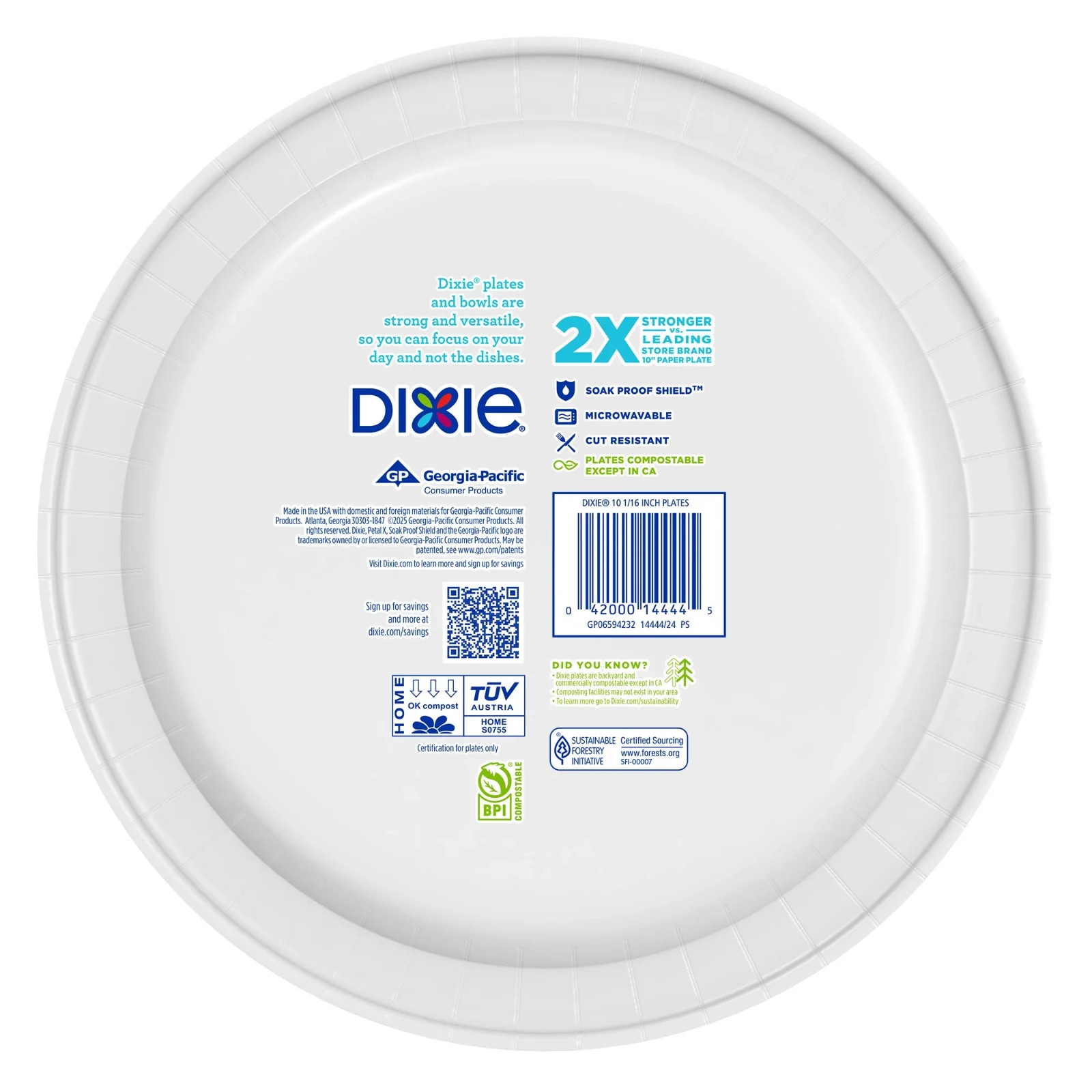 Dixie Disposable Paper Plates, 10″, Multi-Color, 150 Count