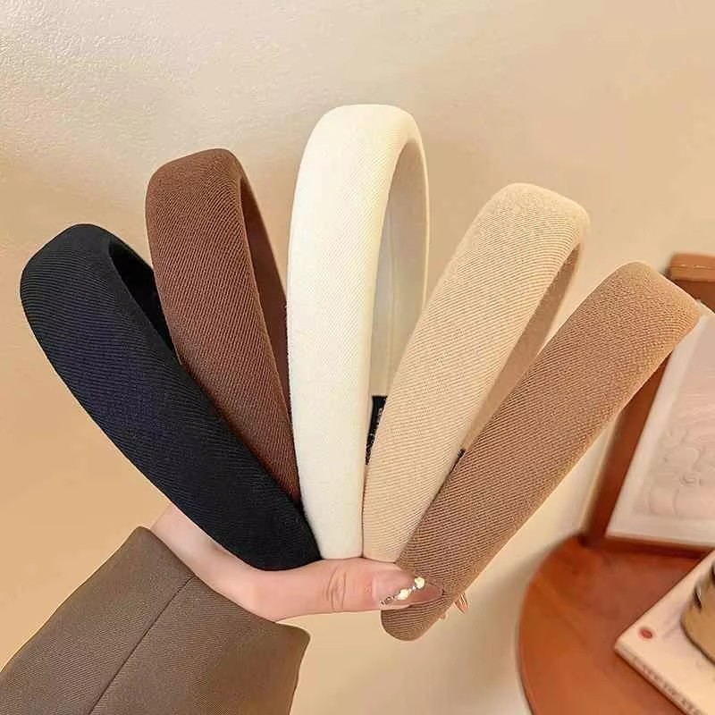 Solid Color Wide Sponge Spa Headband Soft Face Wash Makeup Hair Band Women