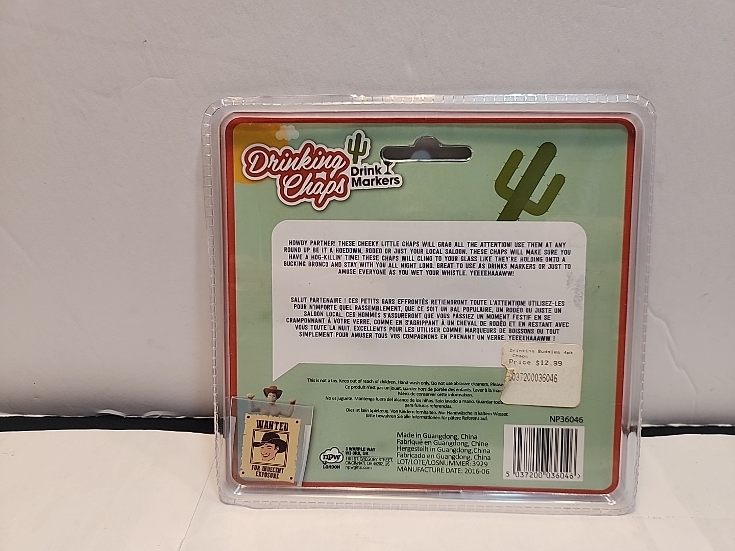 Drinking Buddies Chaps 4 Cowboy Drink Markers Sealed New