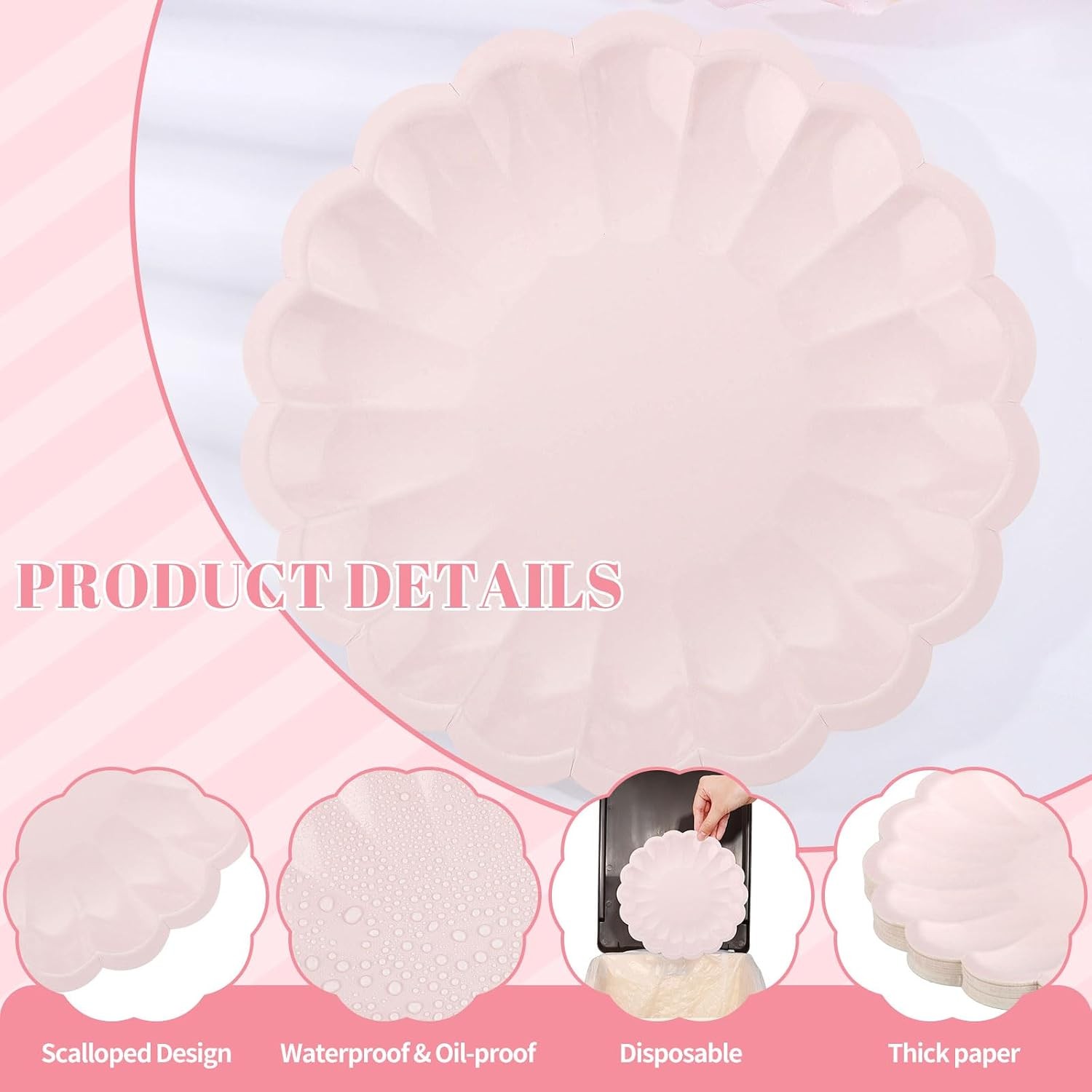 30 Pcs Pink Paper Plates 9.5 In Light Pink Plates Disposable Heavy