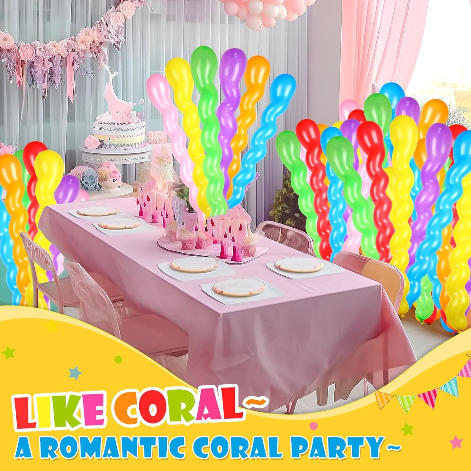 500 Pcs 40 Inches Latex Spiral Balloons – 9 Assorted Colors for Party Decoration