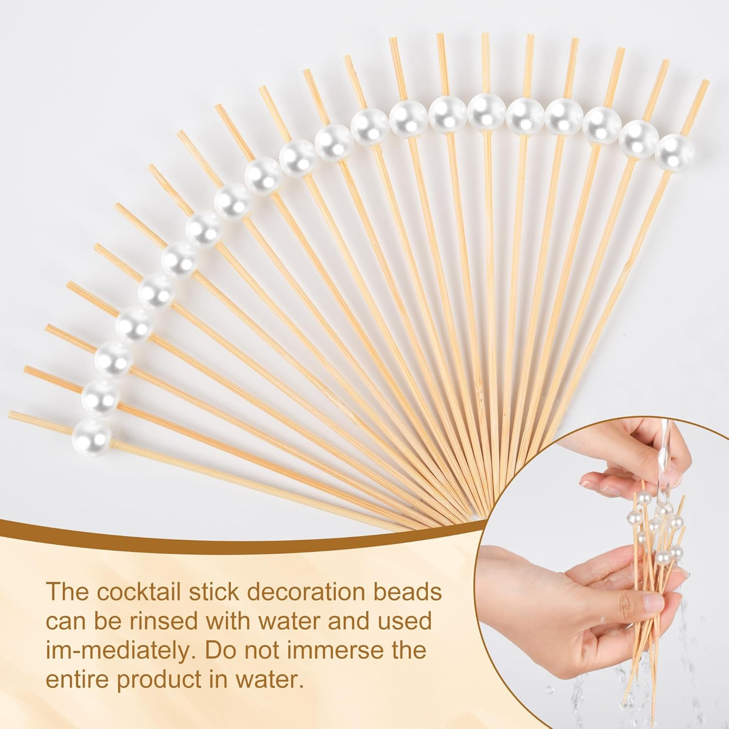 300Pcs Fancy Toothpicks for Appetizers,4.7Inch White Pearl Cocktail Picks