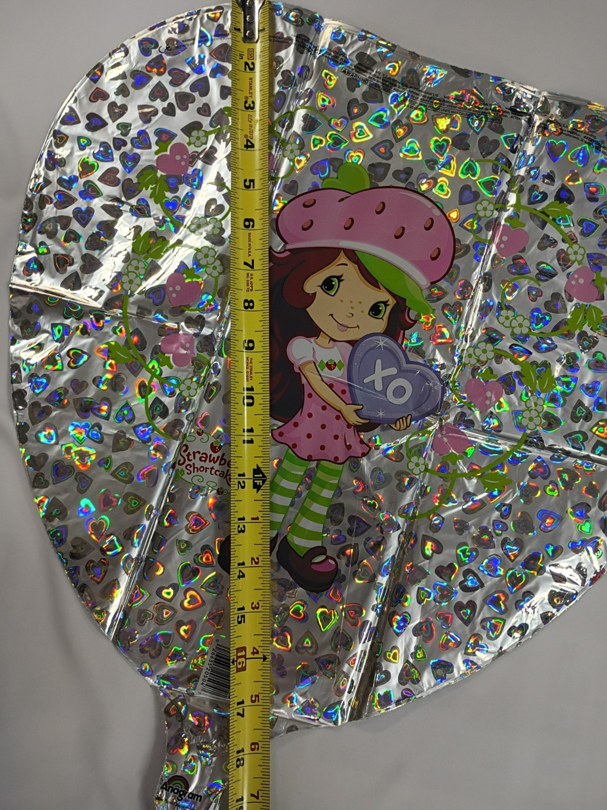 RARE DISCONTINUED 18″ Strawberry Shortcake Holographic Heart Mylar Balloon