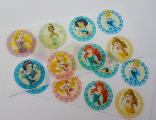 16x EDIBLE Disney Princess Assorted Cupcake Toppers Wafer Paper 4cm (uncut)