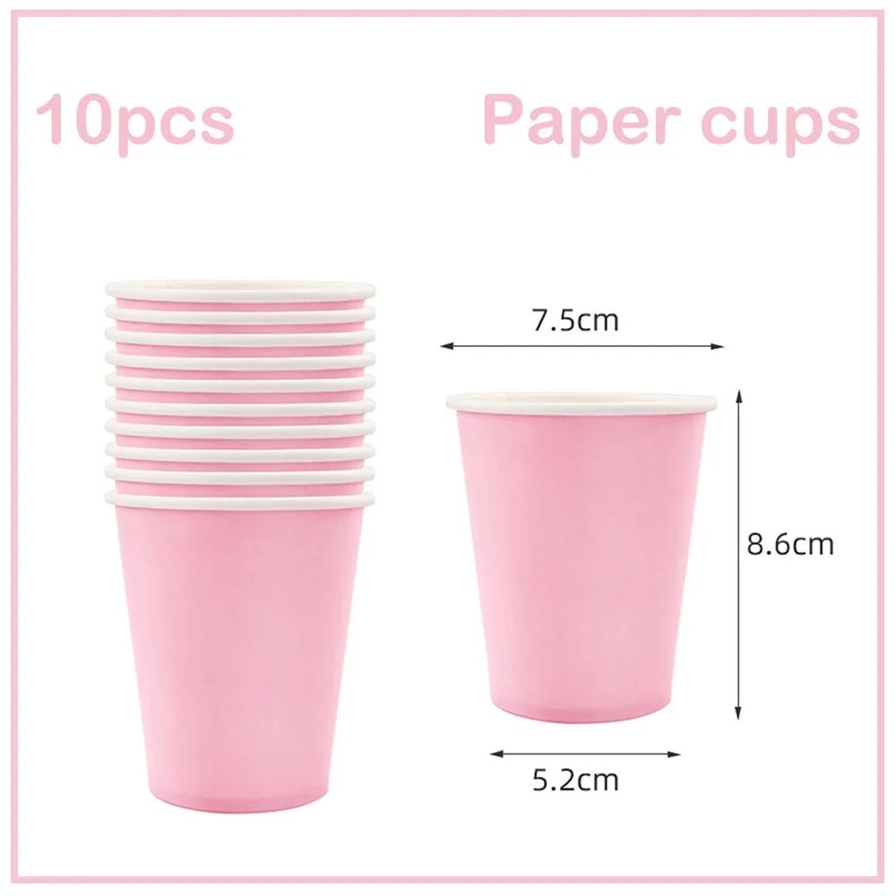 Disposable Paper Cups Solid Color Party Tableware Birthday Wedding Baby Shower