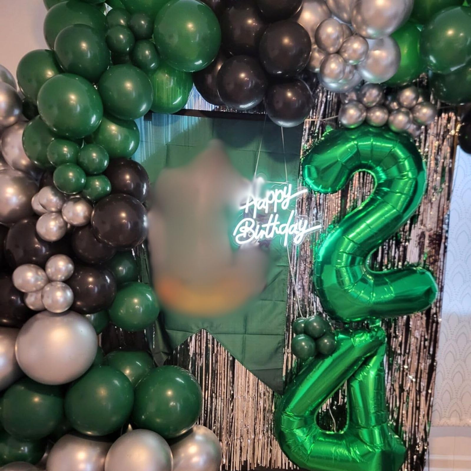 Green Black Balloons Dark Green Black Silver Confetti Balloons 35 Pcs 12 Inch…