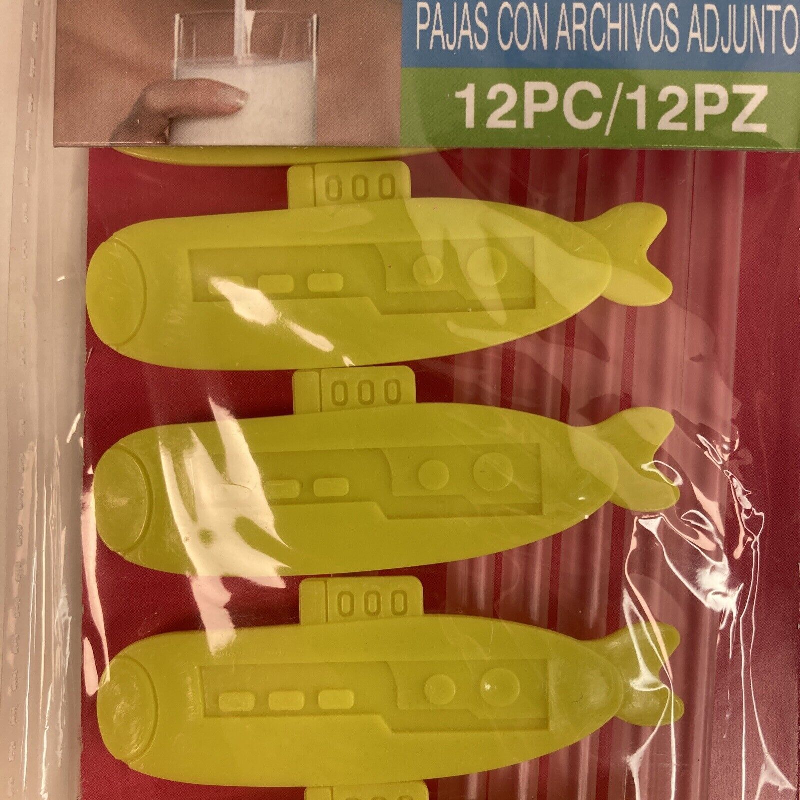 Submarine Straws Package of 12 Pcs Party Favors Event Birthday Reusable Clips