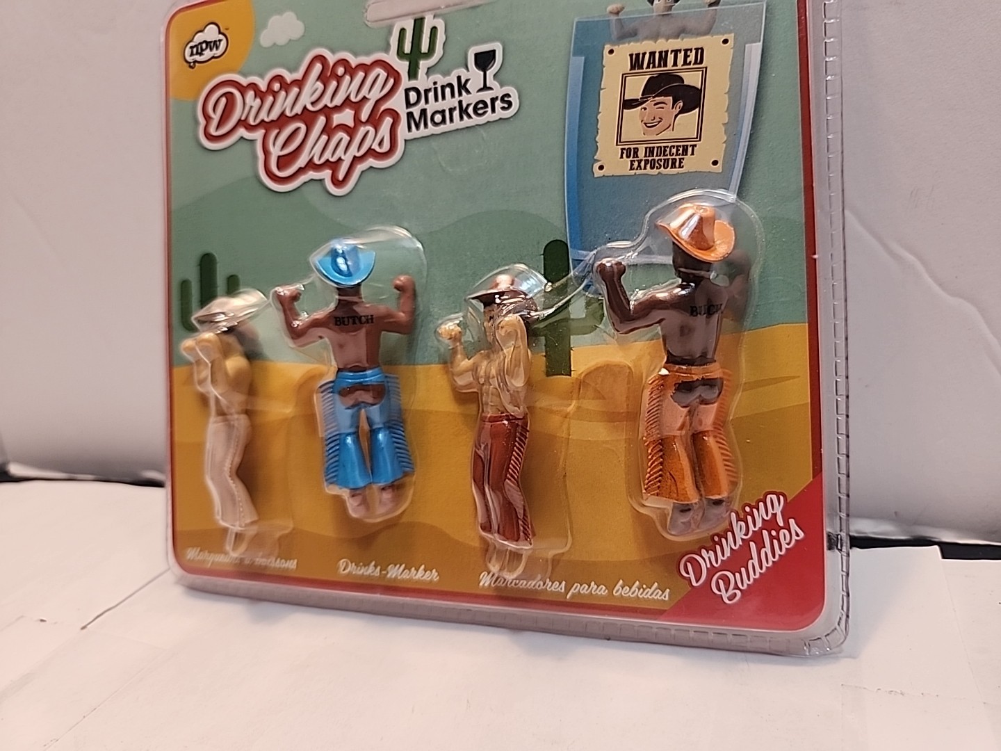 Drinking Buddies Chaps 4 Cowboy Drink Markers Sealed New