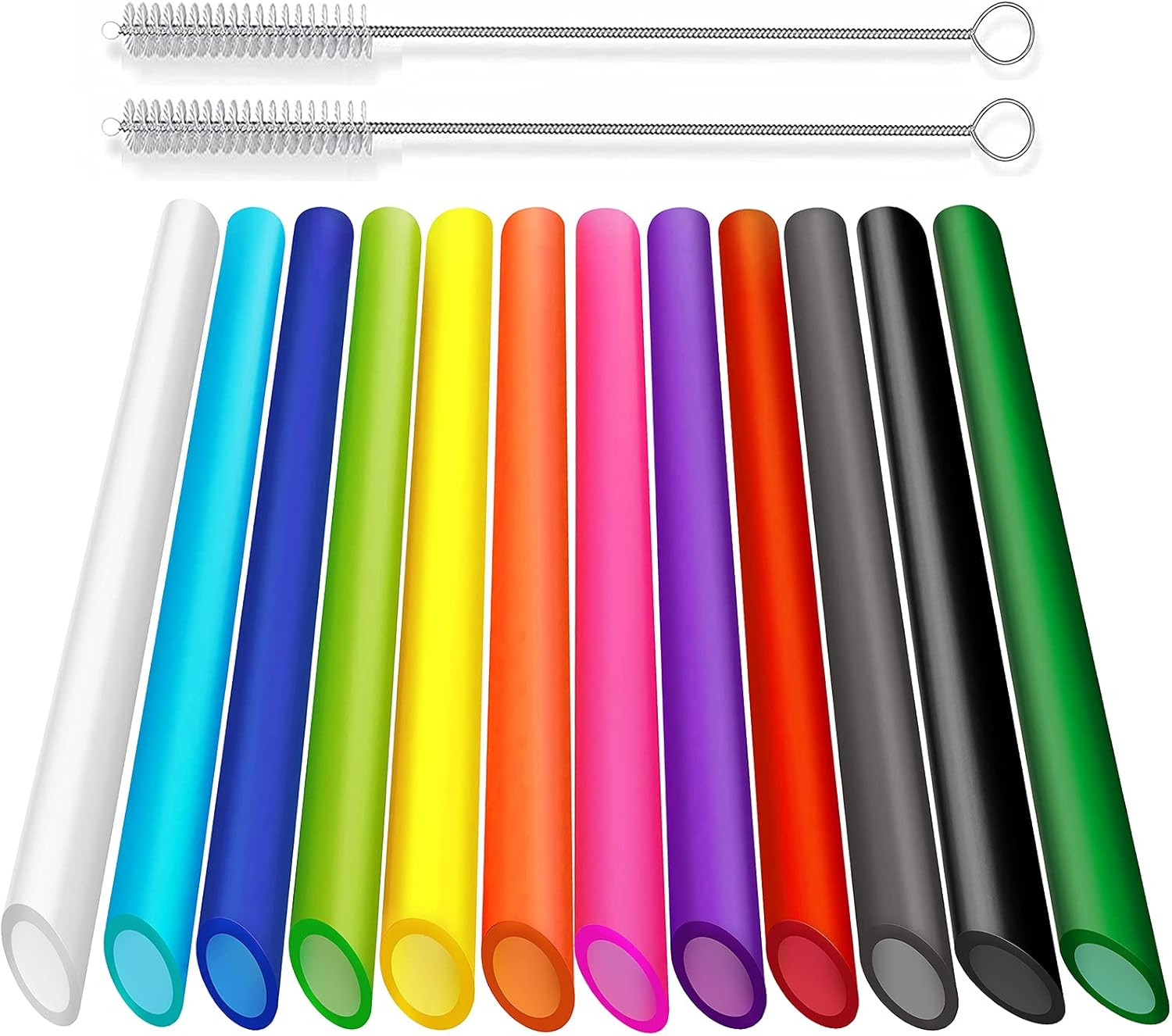 ALINK 12 PCS Reusable Boba Straws, 10.5 Long X 0.51 Wide Colored Plastic Smoothi
