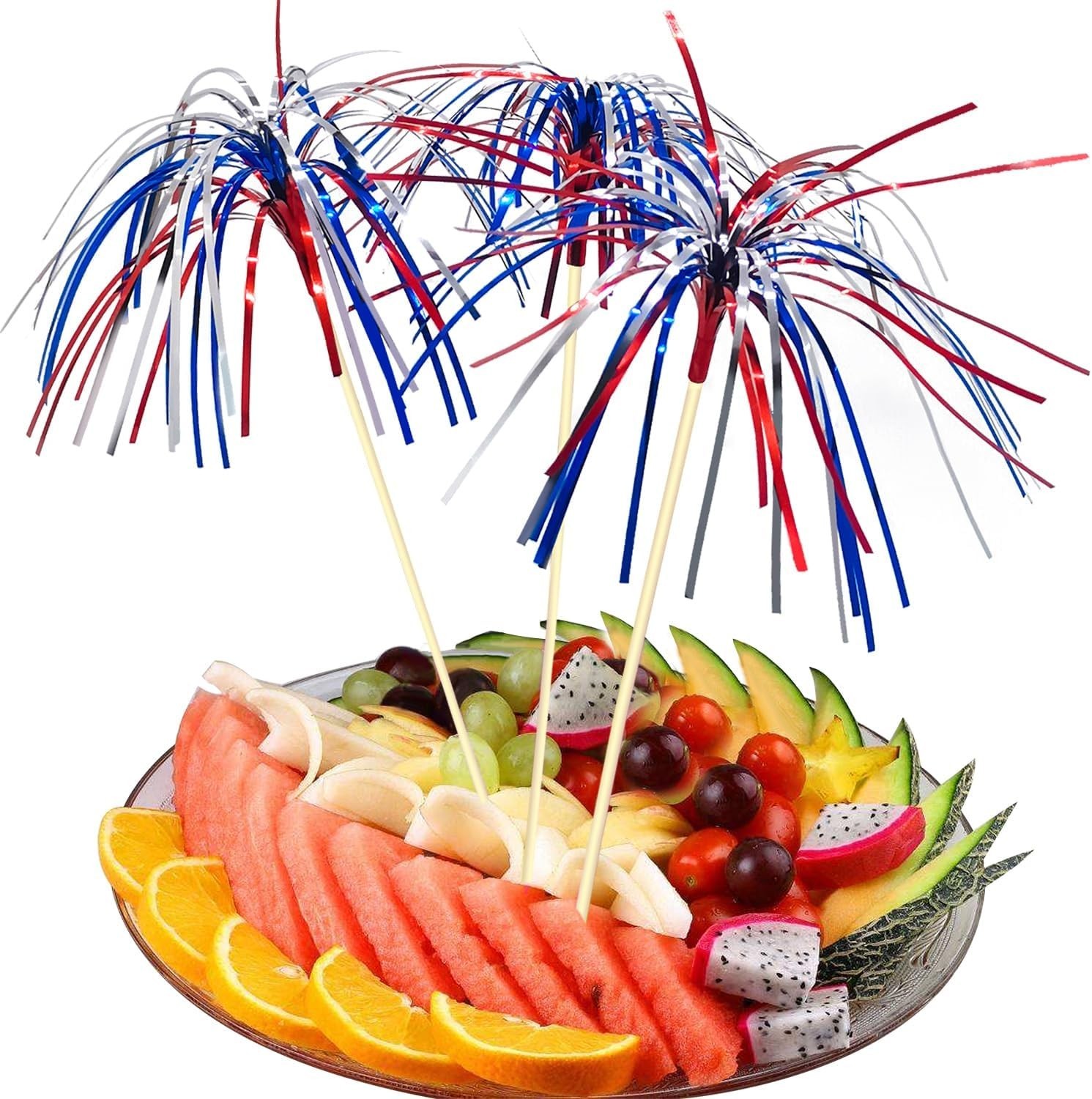 100 Counts 6 Inch Firework Cocktail Picks Red White Blue Firework Party Picks…