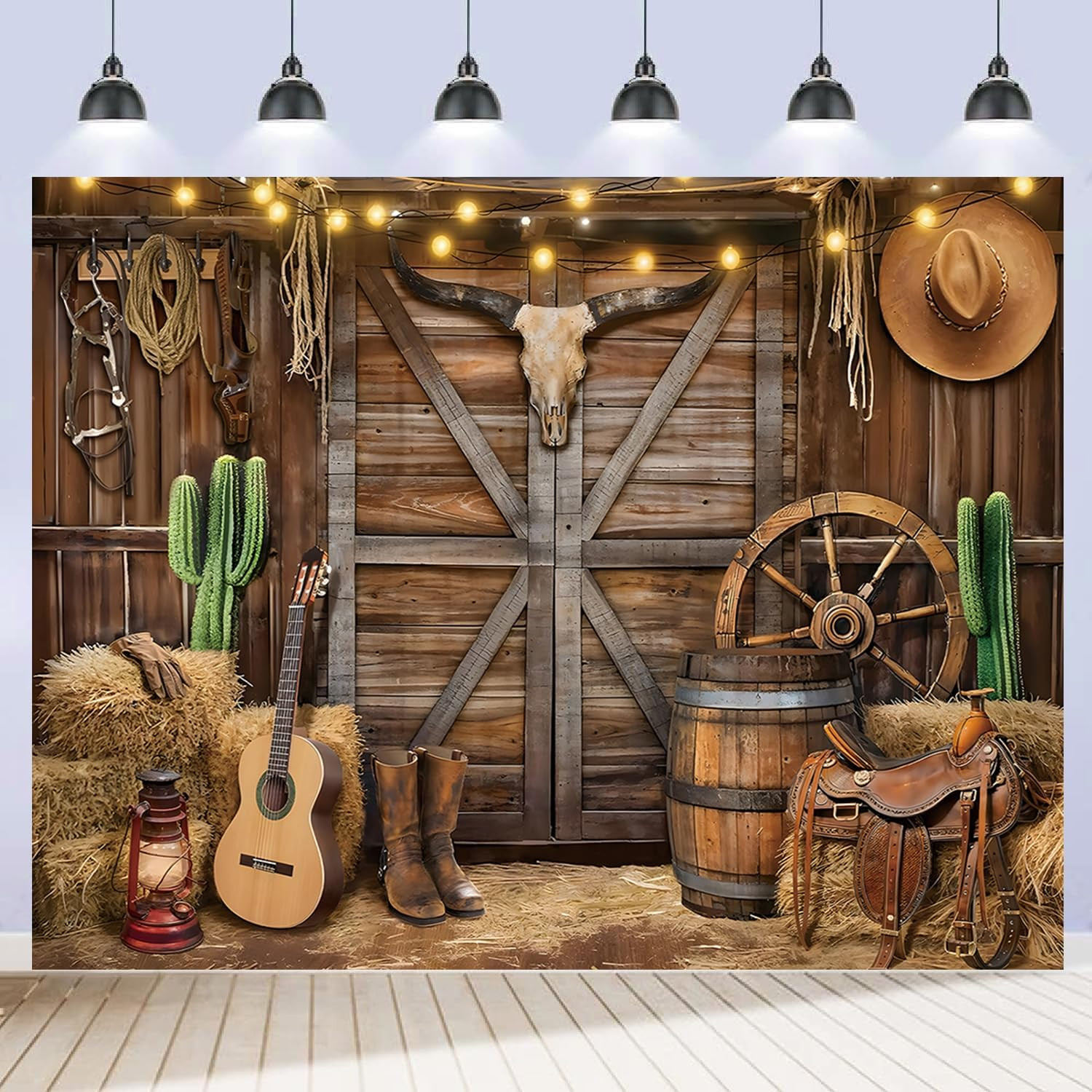 Western Cowboy Backdrop 10X8Ft Western Party Decorations Rodeo Wild West Country