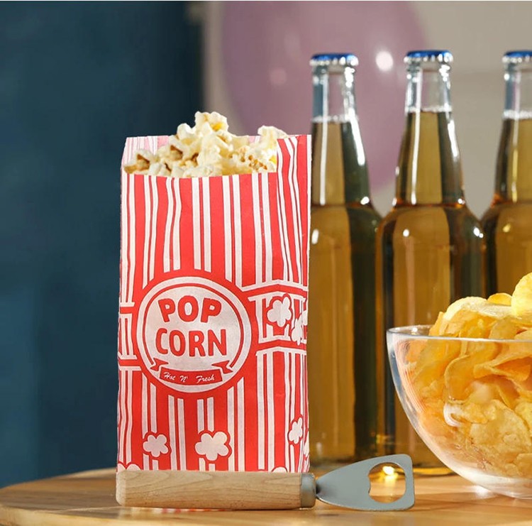 150Pcs Red White Striped Popcorn Paper Bags Retro Popcorn Bags for Movie Night