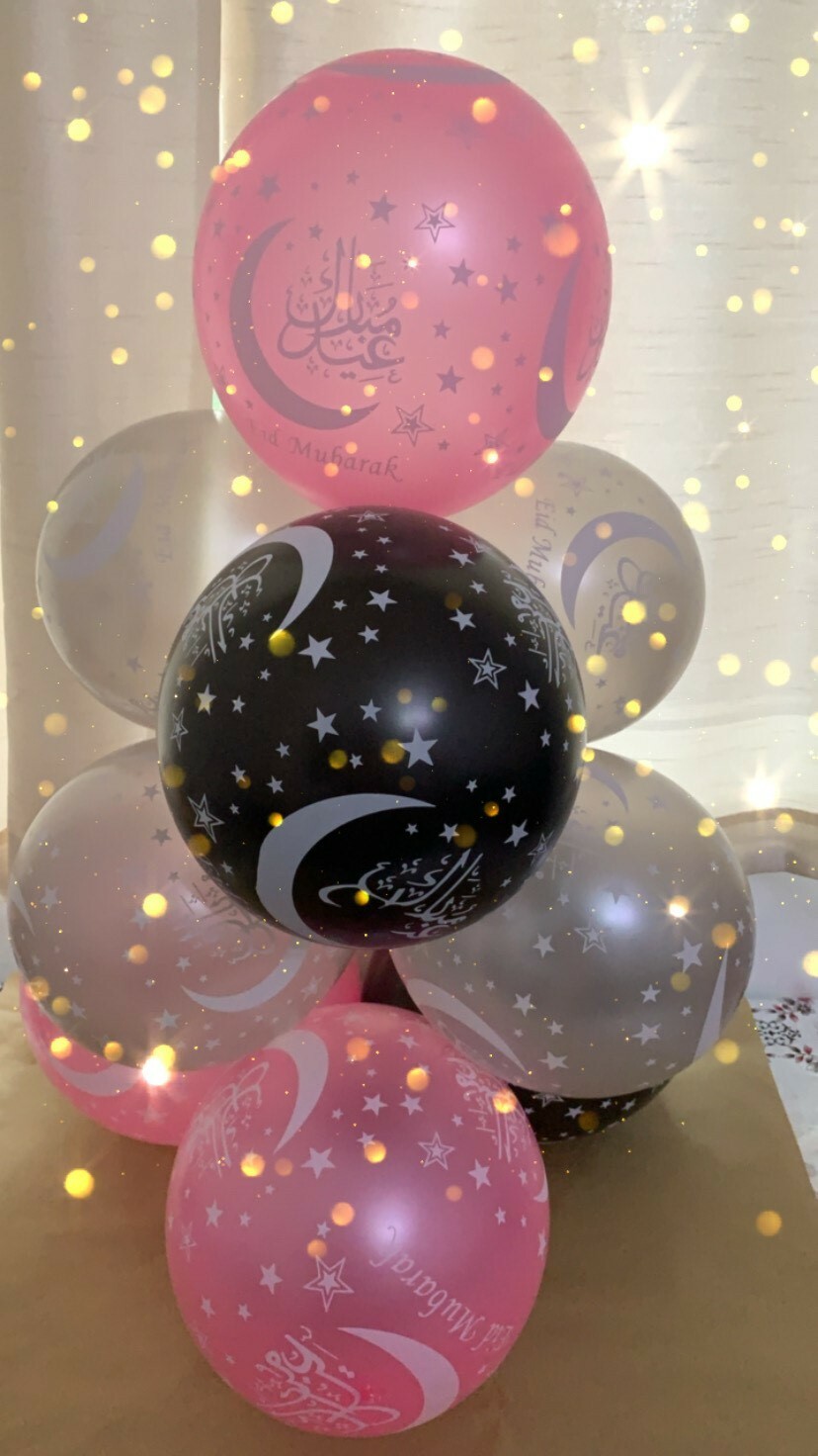 New Multi Colour Eid Mubarak Party Decoration Balloon Happy Celebration Pack 10 