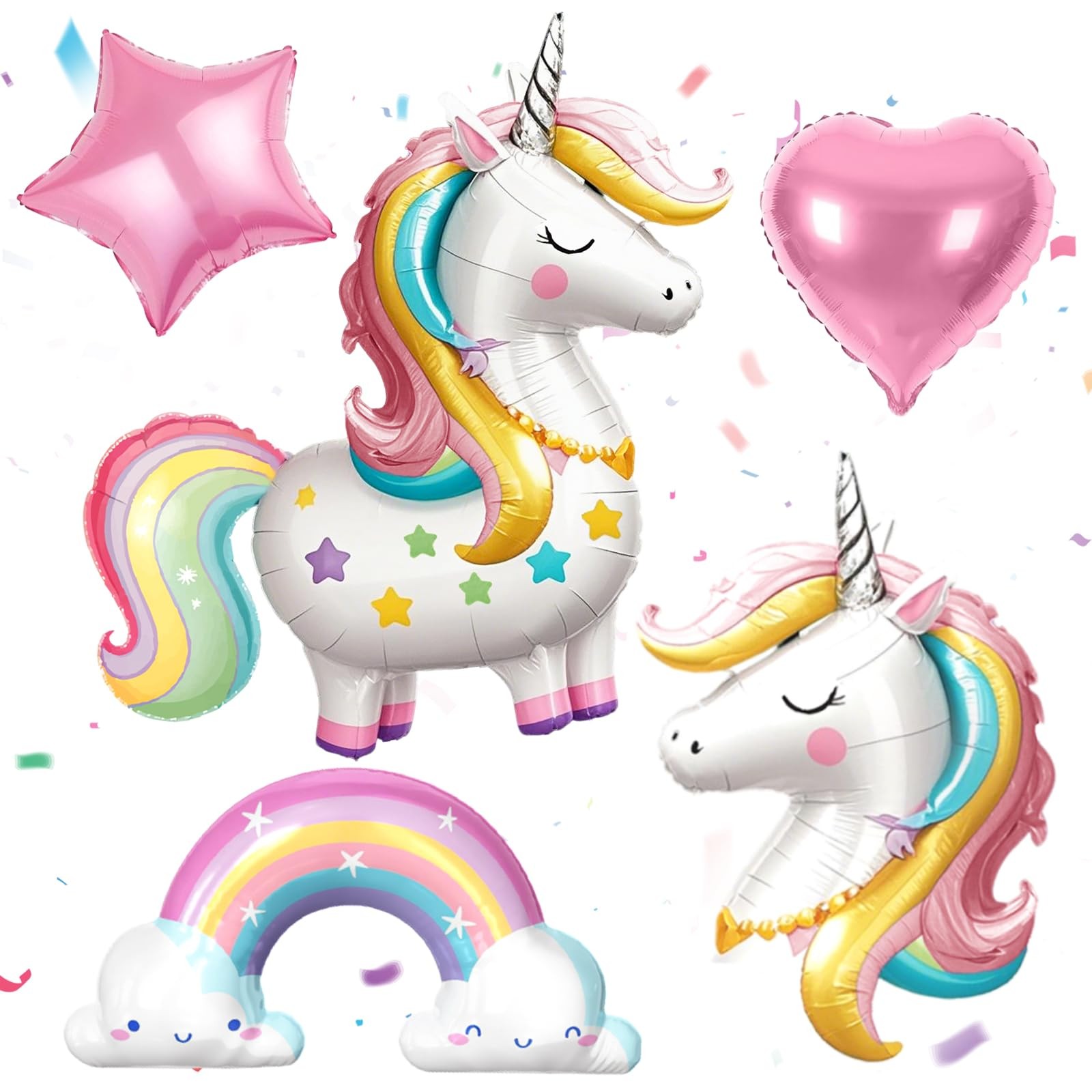 5 Pack Standing Unicorn Balloons Bulk, 4D -designed Unicorn Rainbow and Star …