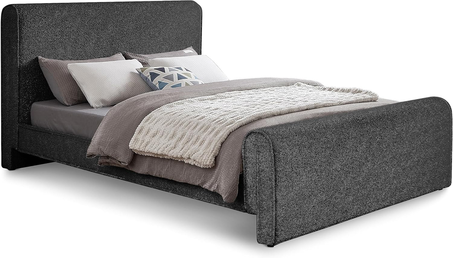 Stylusblack-F Stylus Collection Modern | Contemporary Boucle Fabric Full Bed wit