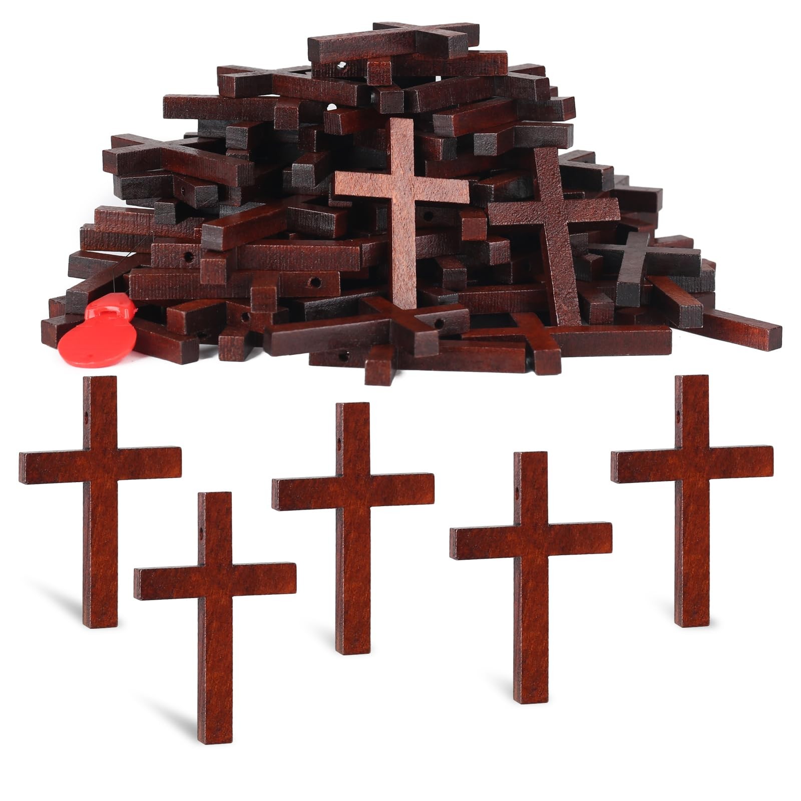 Srefaka 72 Pcs Mini Wooden Crosses Miniature (1.1 x 1.65 x 0.2 inches), Brown