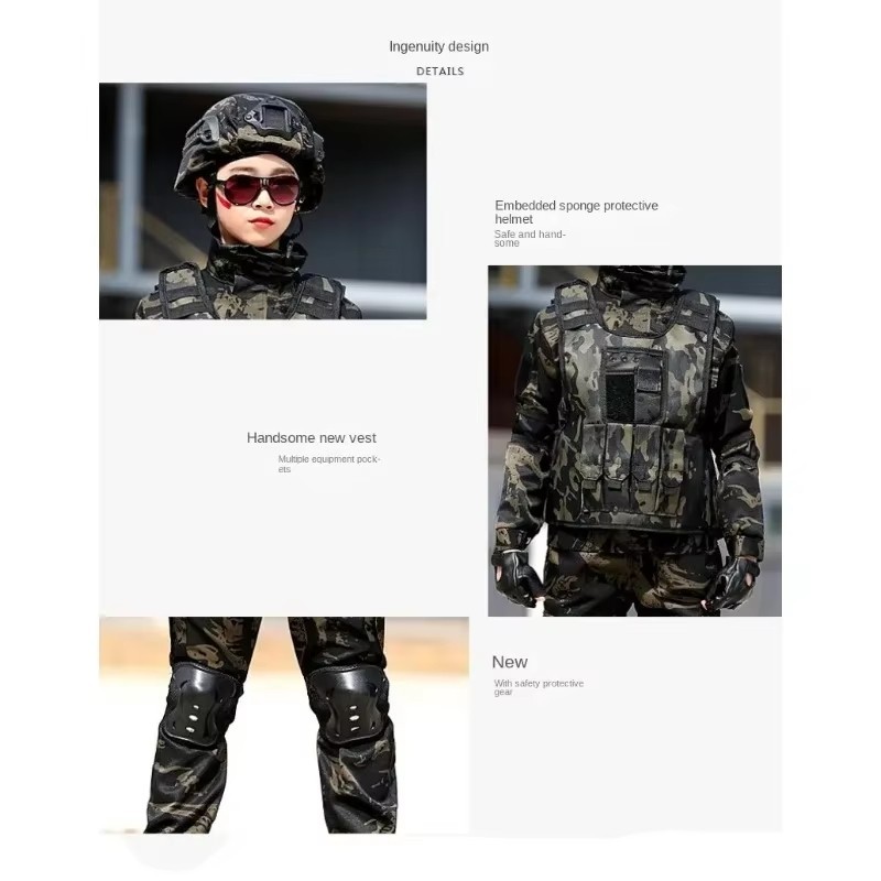 Kids Camouflage Costume Halloween Dress Up Role Play Outfit for Boys Girls