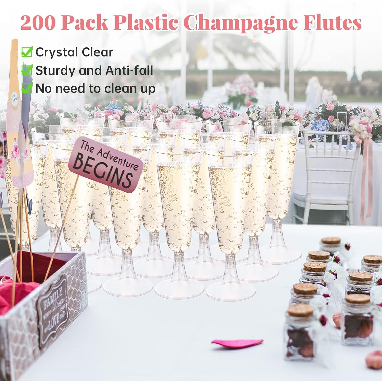 Elegant 5 Oz Plastic Champagne Flutes – Disposable 200 Count for Any Occasion