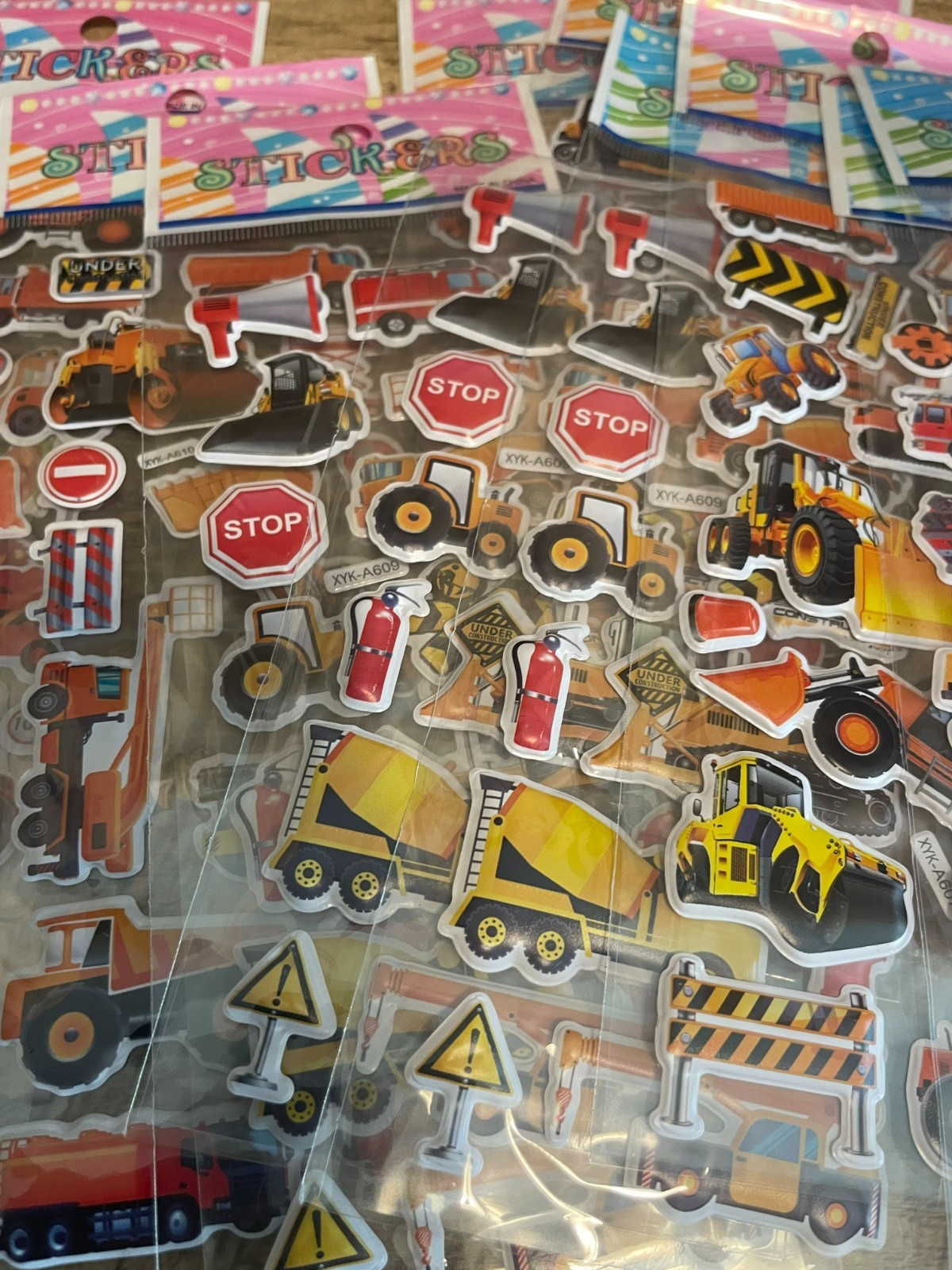 12 PK Party Favors Kids Coloring Books Stickers & Crayons Construction Vehicles