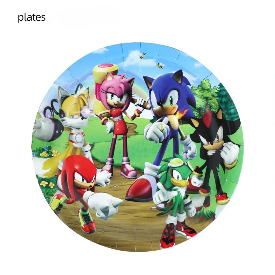 Sonic Hedgehog Birthday Party Supplies Set Plate Napkins Banner Tableware Kit