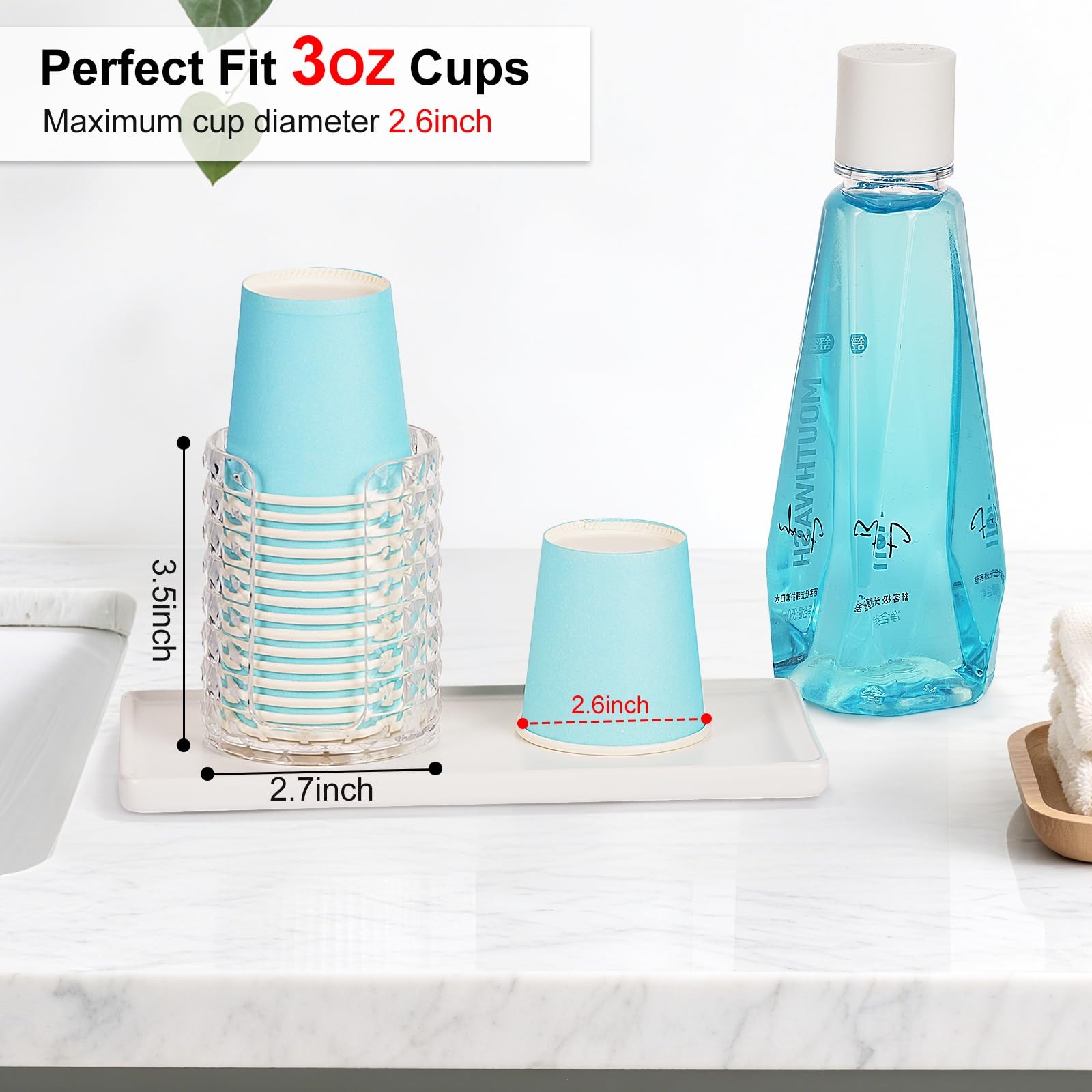 KIMERSE Bathroom Cup Dispenser, Mouthwash Cup Holder for 3oz Small Disposable Ri