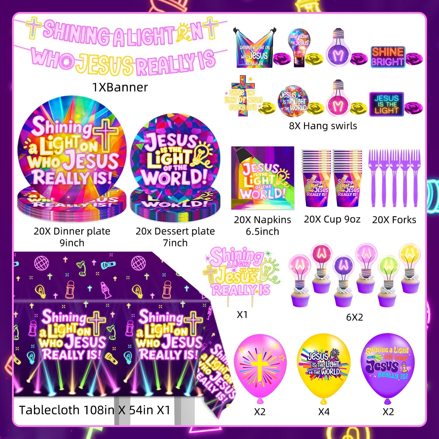 VBS 2026 Decorations Set 131Pcs Illumination Themed Party Supplies Include Ba…