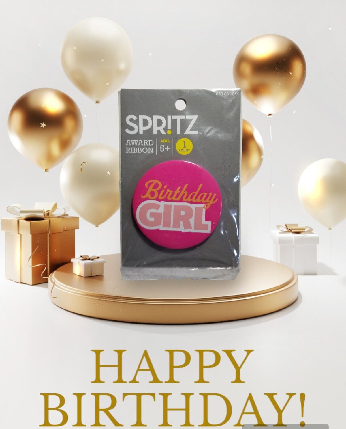 Birthday Girl Celebration Pin Button Pink Spritz New Any Age Special Day
