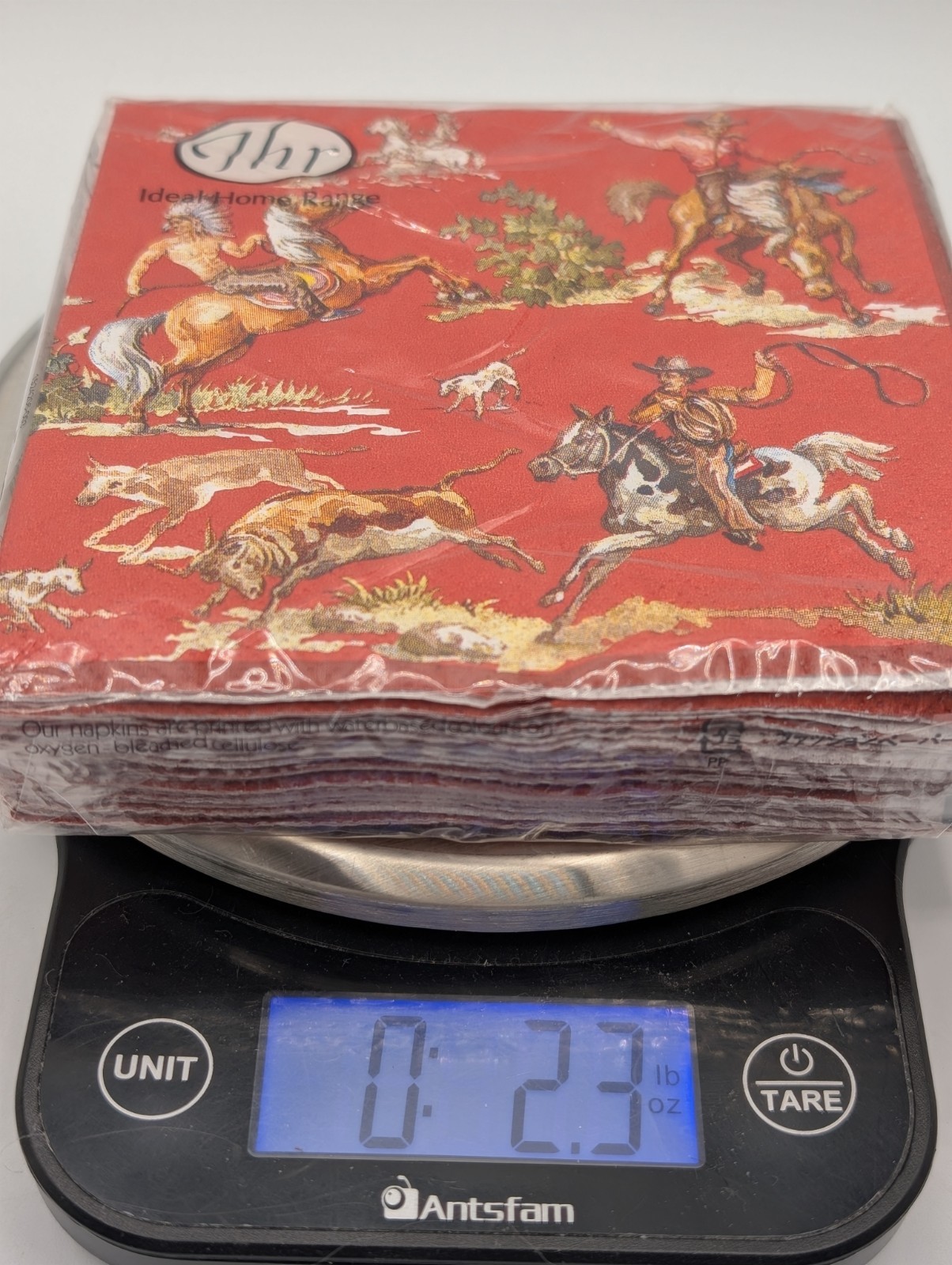 Napkins Wild West Red Cowboys Indians (20) 5×5″ Cocktail Paper IHR Germany