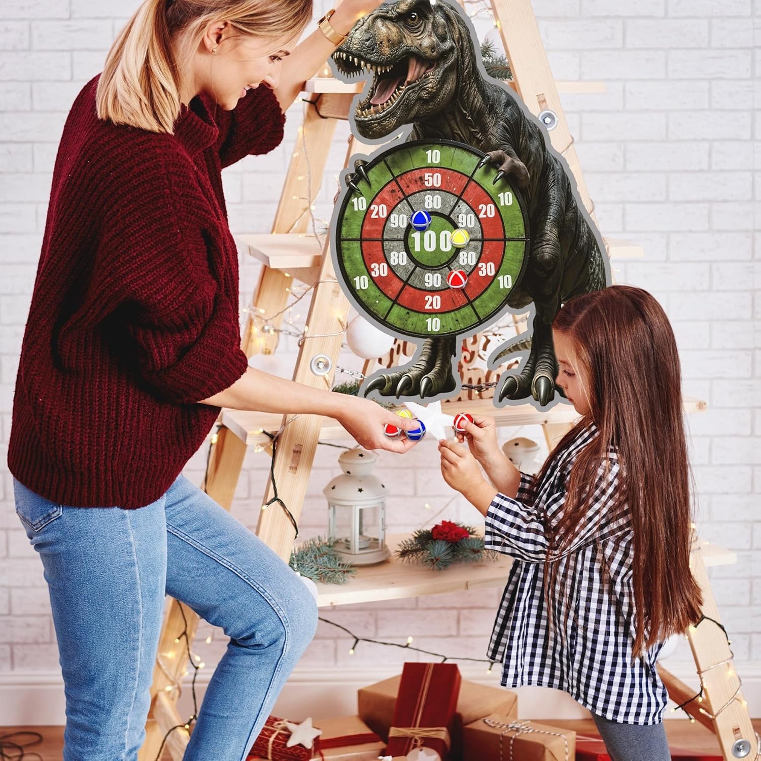 NEW Dinosaur Themed Toss Game Banner with 12 Sticky Balls 30” Dino Dart Board