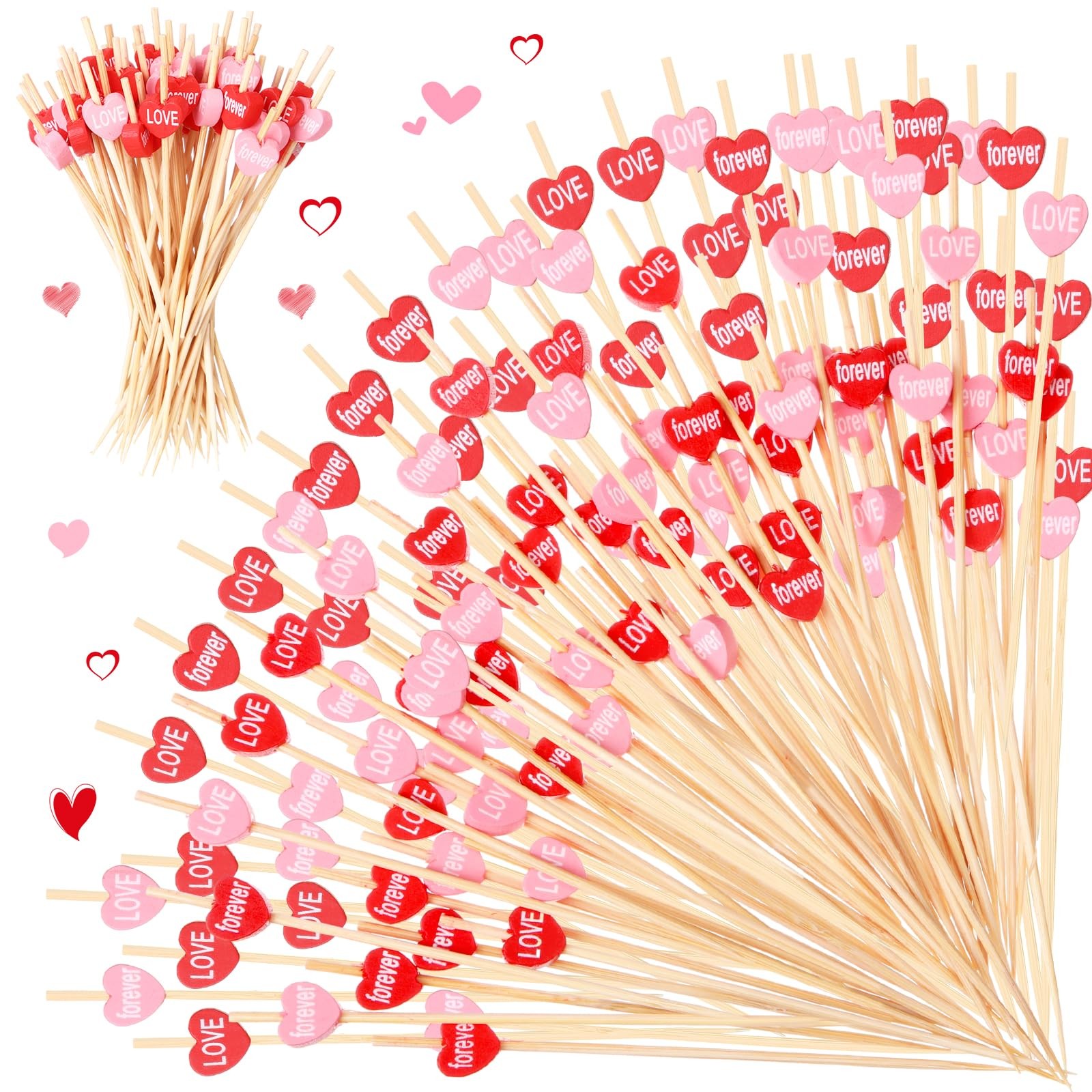 100 PCS Bamboo Cocktail Picks 4.7 Inch Toothpick Cupcake Topper Fruit Skewer