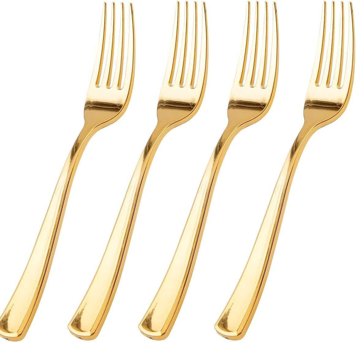 100 Pcs Gold Plastic Forks – Heavy Duty Sturdy&Durable Forks Disposable 7.4Inch