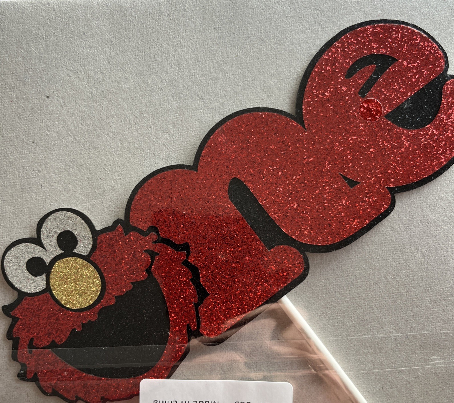 Happy 1st Birthday Glitter Red Cake Topper, Cartoon Theme Cake Decorations Elmo