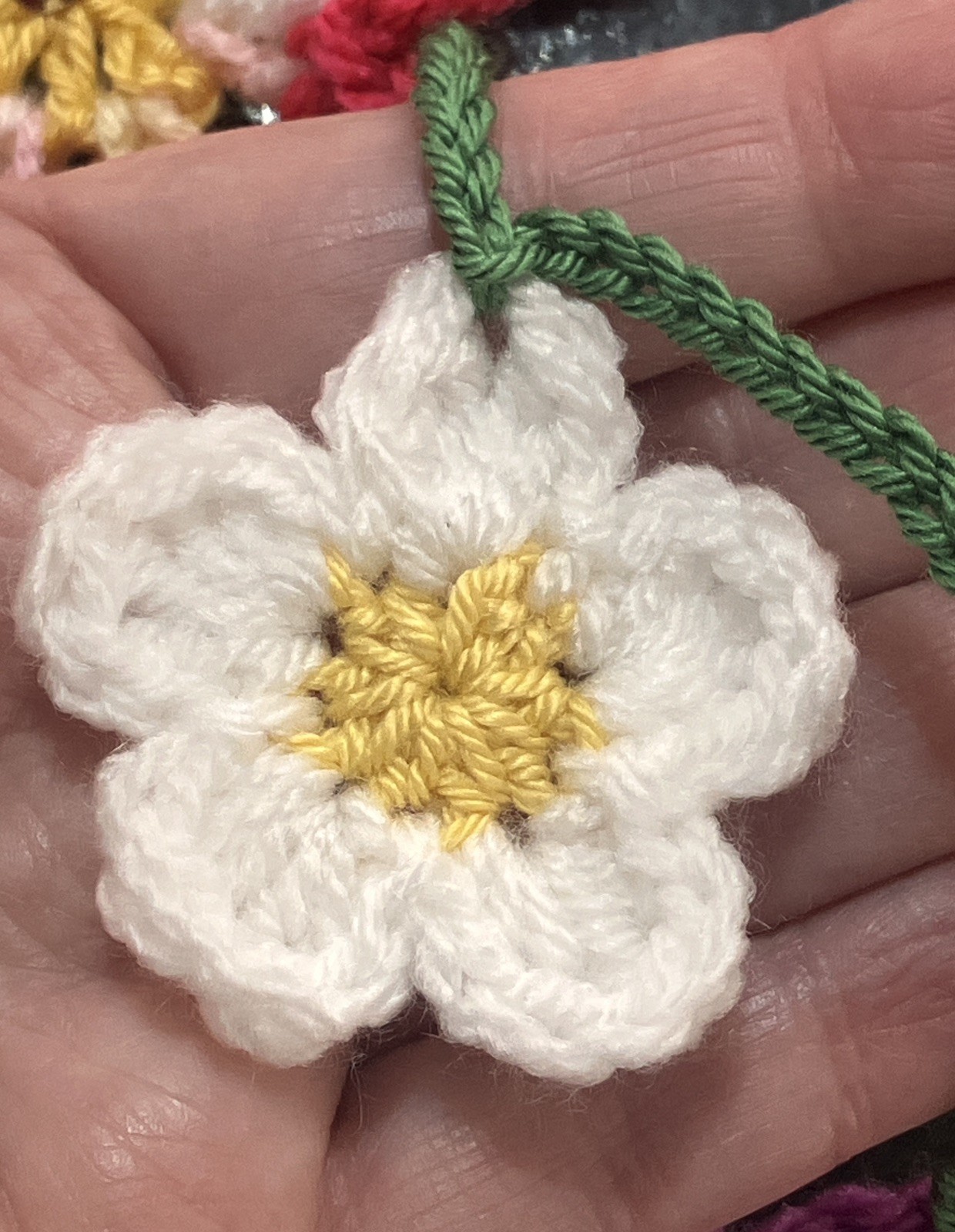 🌺NEW Hand Crochet Flowers window long Bunting Sequin Camper SUMMER 60” Gift