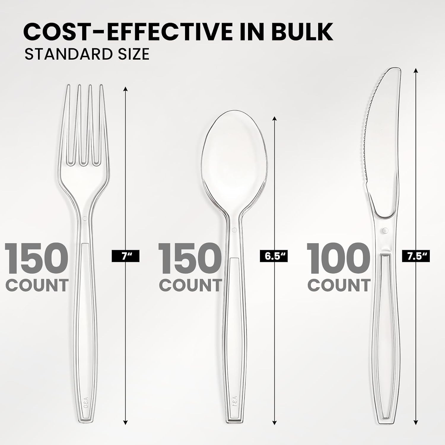 400 Count Heavy Duty Plastic Silverware BPA-Free Clear Plastic Cutlery Set