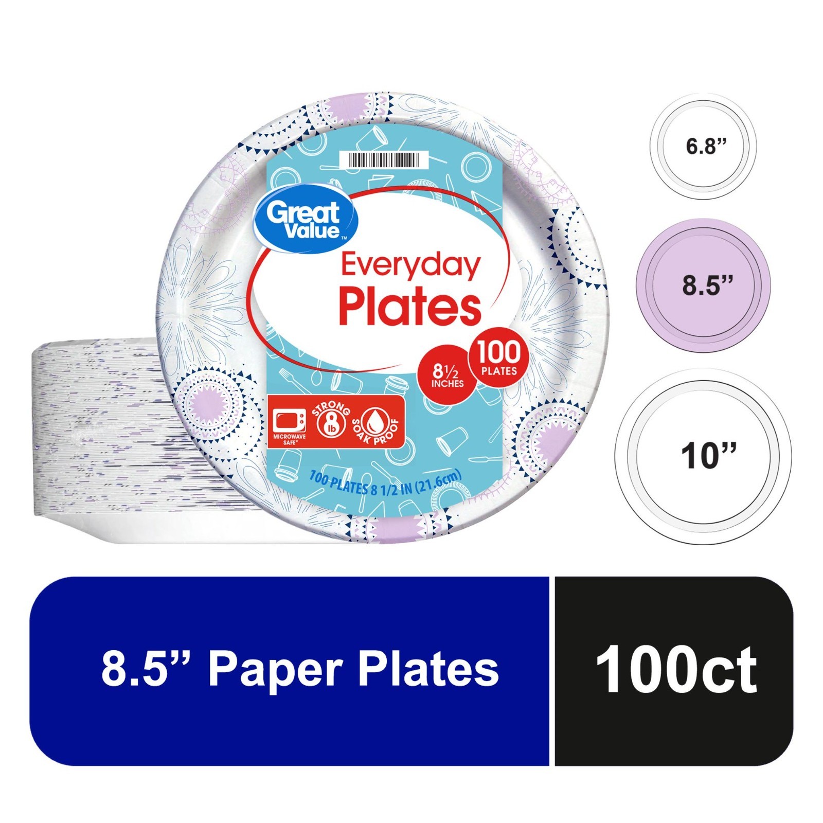 Great Value 8.5″ Everyday Disposable Paper Plates, 100 Count pack of 2