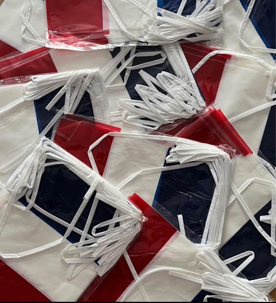 French Flag Bunting 10m PVC Waterproof 20 Flags Indoor Outdoor Party Garden