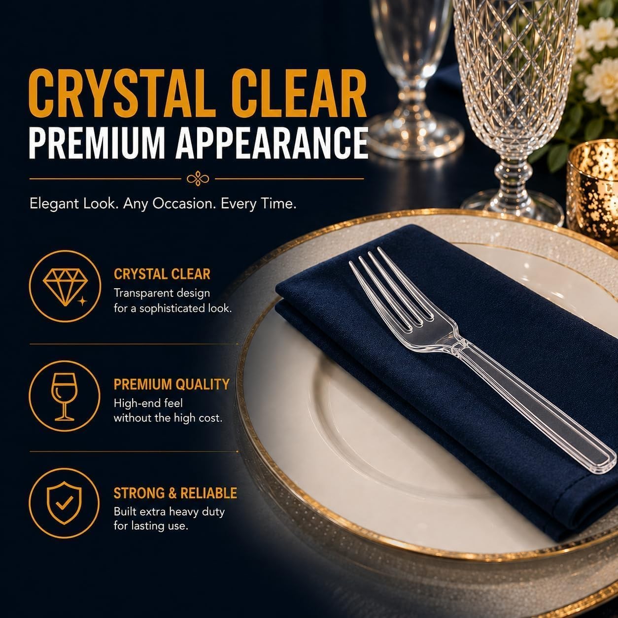 Disposable Plastic Forks Heavy Duty Silverware Set Clear Cutlery Forks Bulk BPA