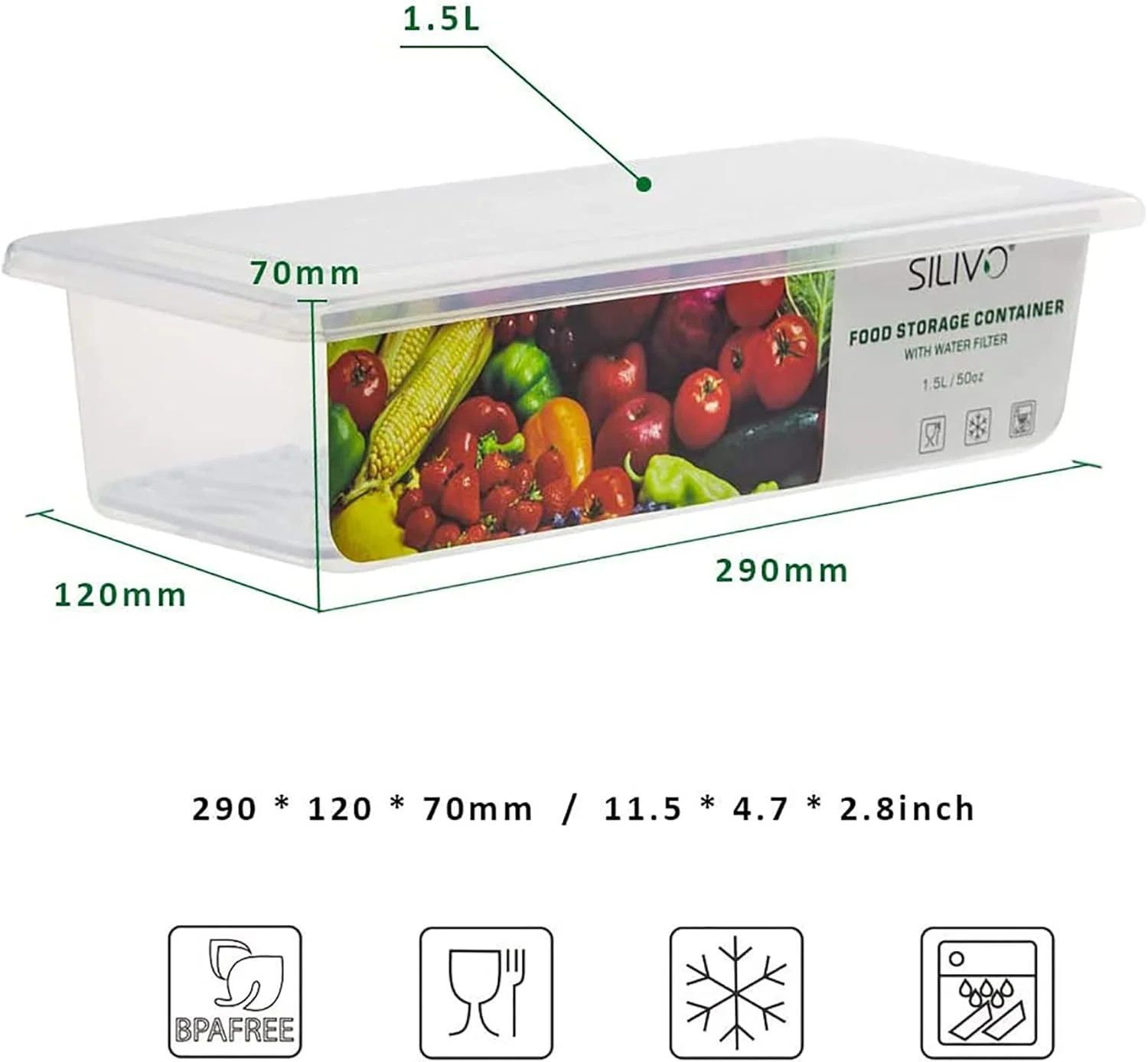 SILIVO Fruit Storage Containers for Fridge (3 Pack) – 1.5L Produce Saver Contain