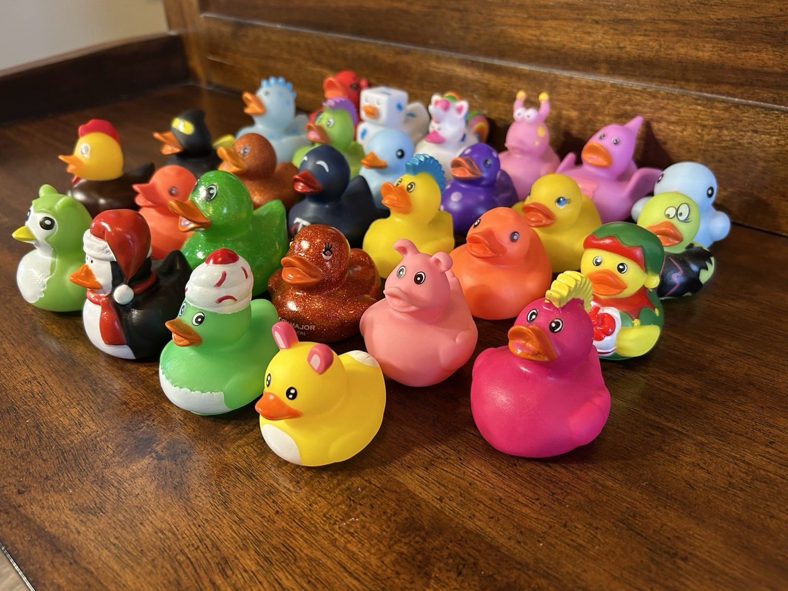 Lot of 28 Rubber Ducks Assorted Costumes Themes Holidays Jeep Bath Floaters 2+”