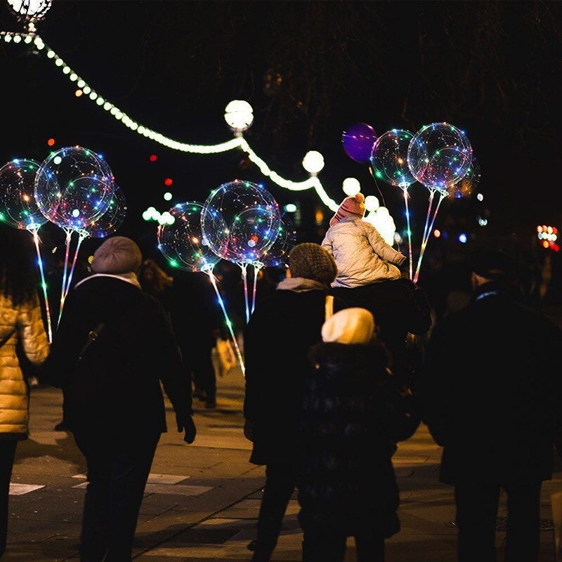10 PCS LED Light Up BOBO Balloons 20 Inch(WITH THE STICK)10 Pack Clear + PUMP