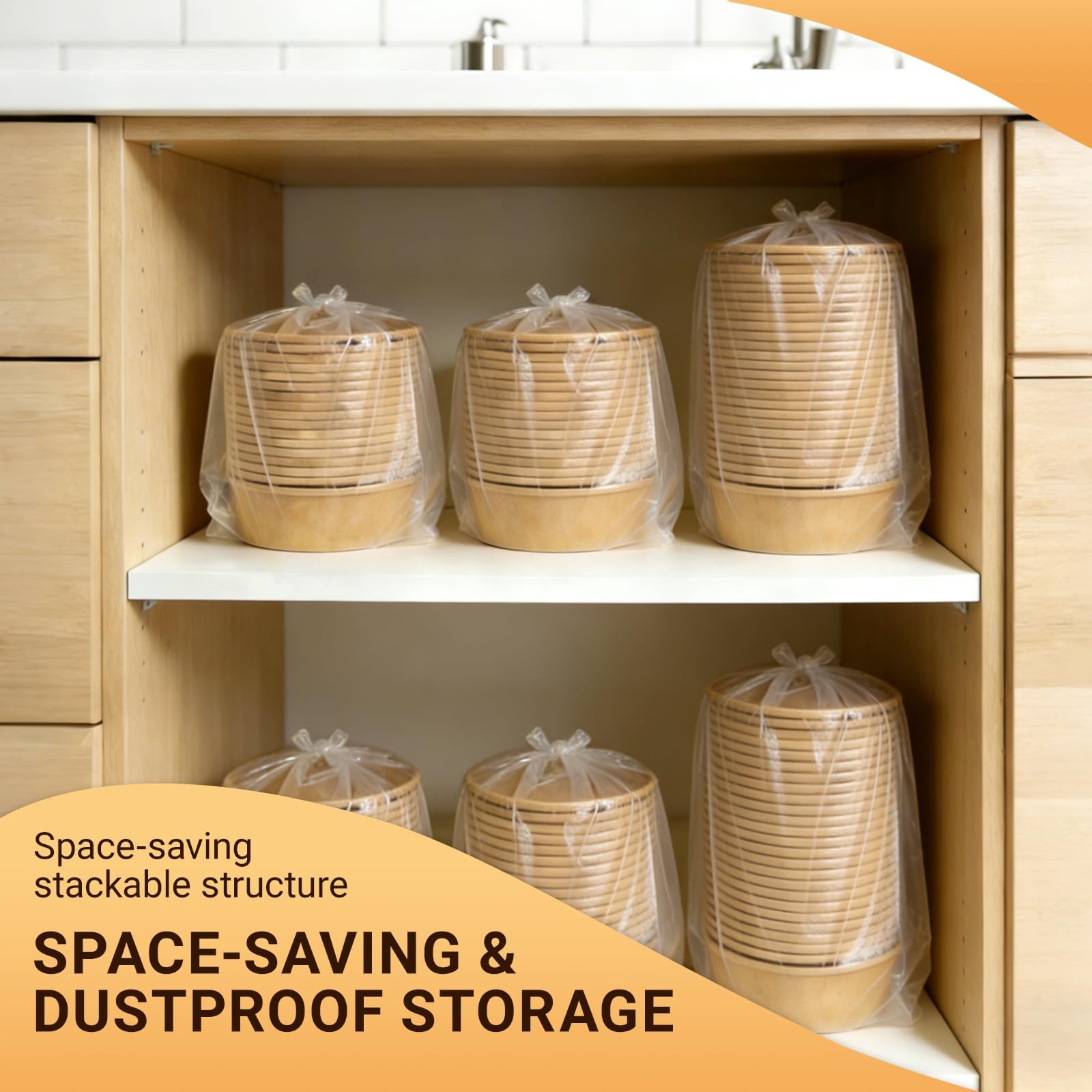 47oz Disposable Round Kraft Paper Meal Prep Containers with Lids, 50pk Oil Pr…
