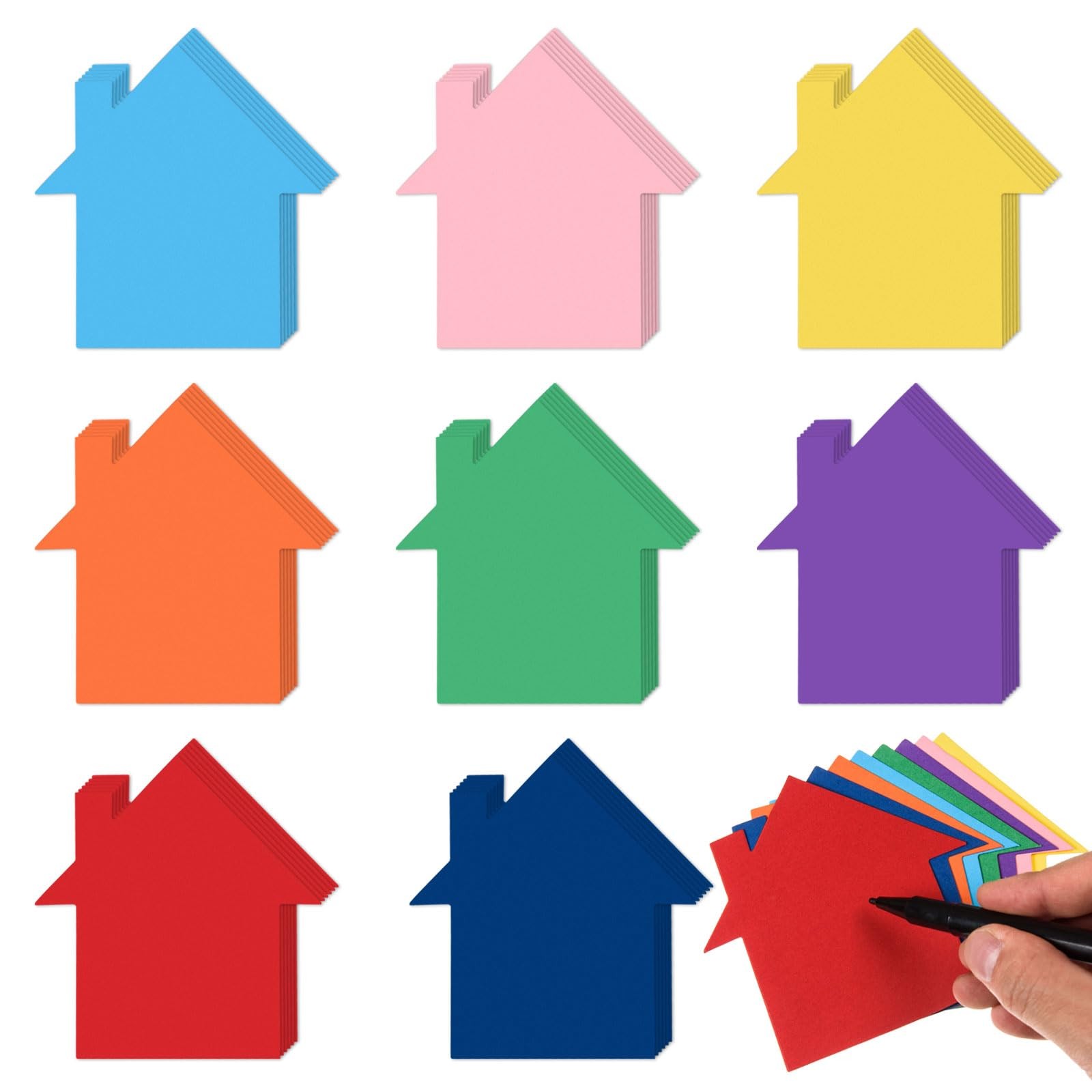 200 PCS Assorted Color Paper House Cutouts Die Cut DIY Craft Project Decor