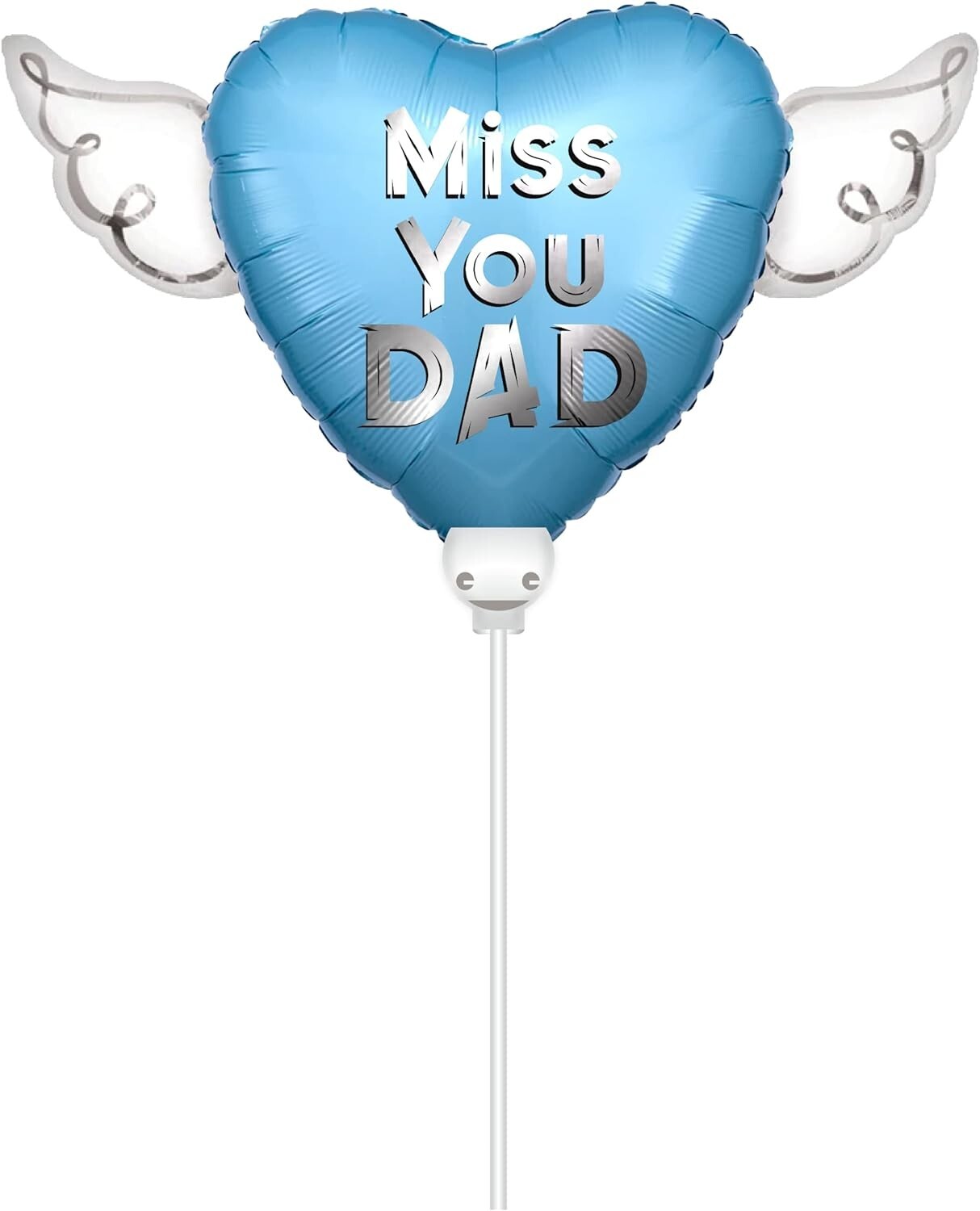 Miss You Dad Heavenly Balloons Heart Shaped with angel wings (2 Pack)