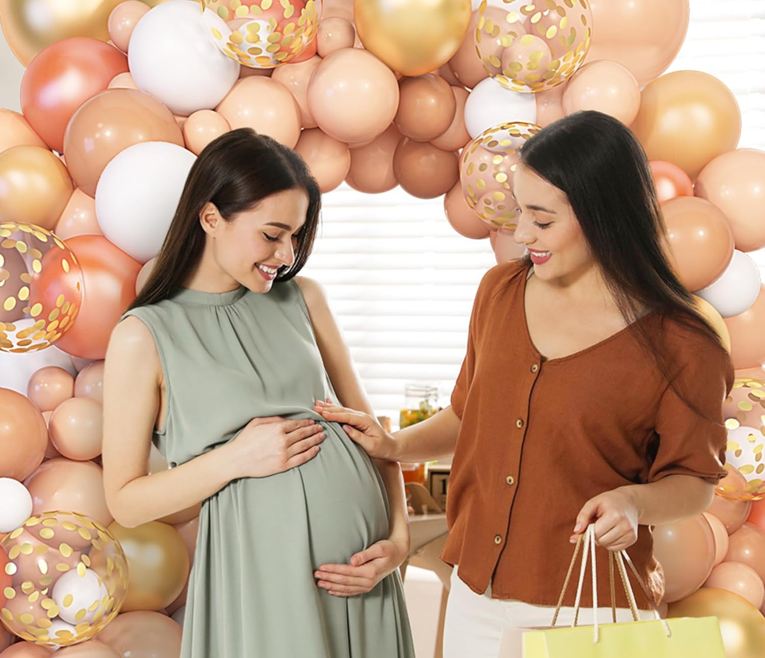 129Pcs Blush Balloons Garland Arch Kit 12″ 10″ 5″ Peach Rose Gold Pastel Orange