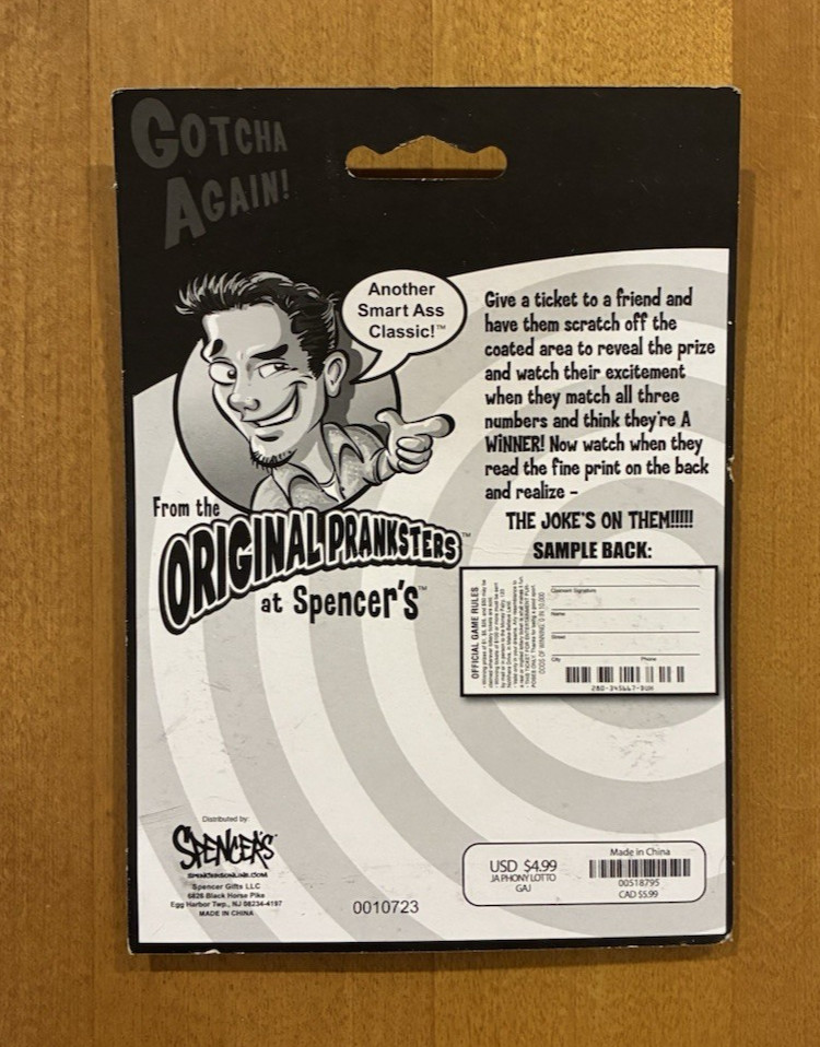 5 Fake Lottery Tickets, From Original Pranksters at Spencer’s, Fun Joke Gag Gift