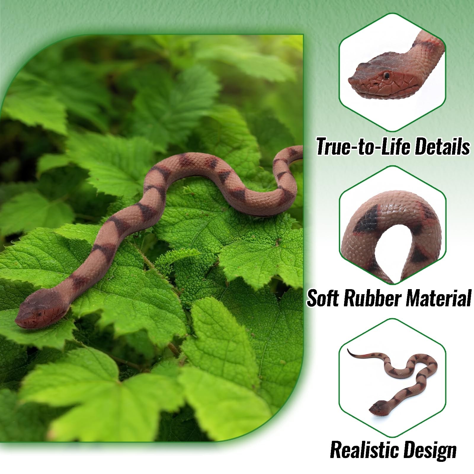 Realistic Rubber Snakes 3Pk Garden Bird Deterrent Prank Toy Halloween Decor